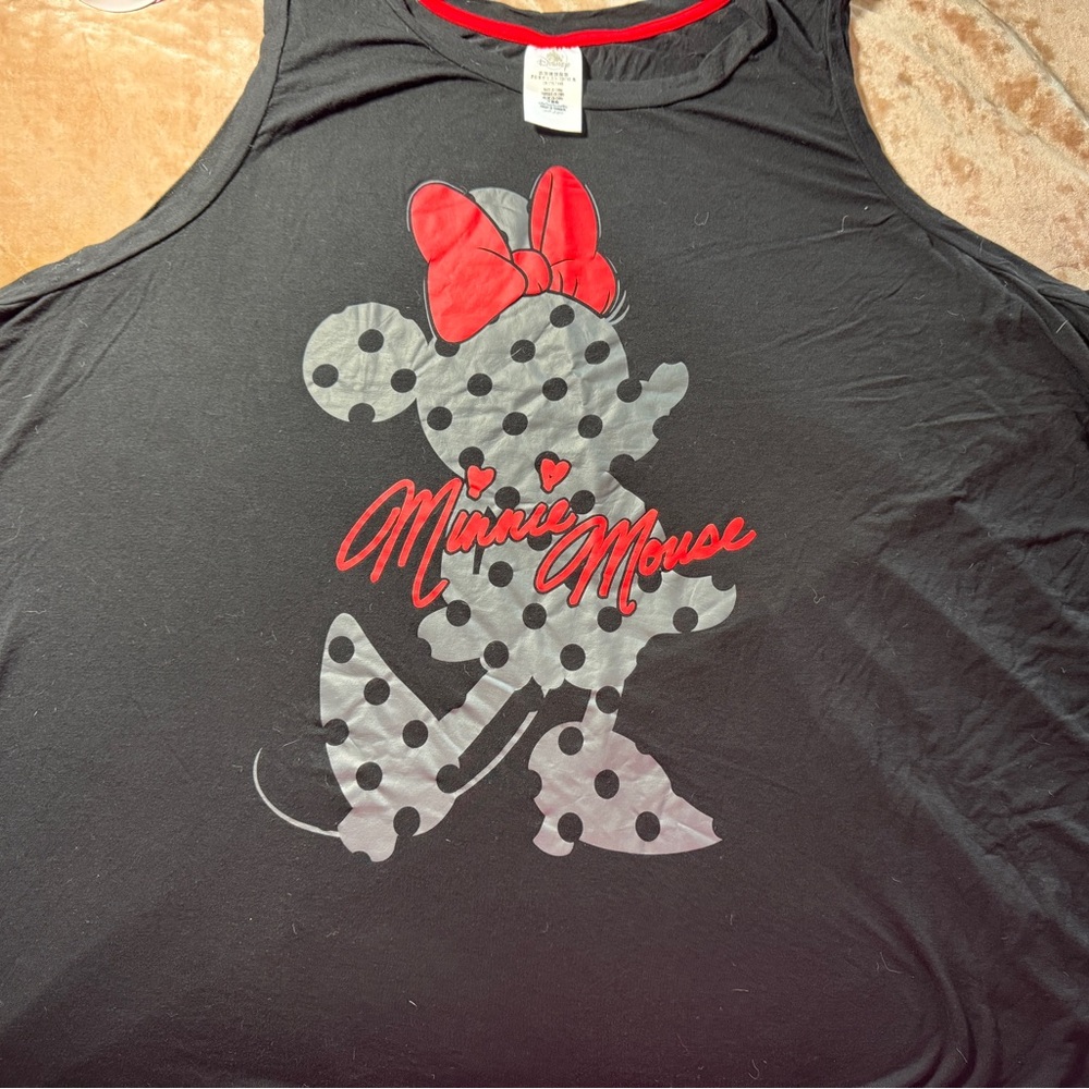 Disney Minnie Mouse Black Tank Top with Red Accents